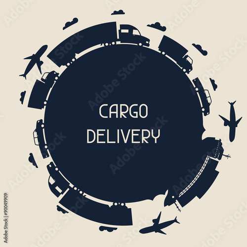 Freight cargo transport icons background in flat design style