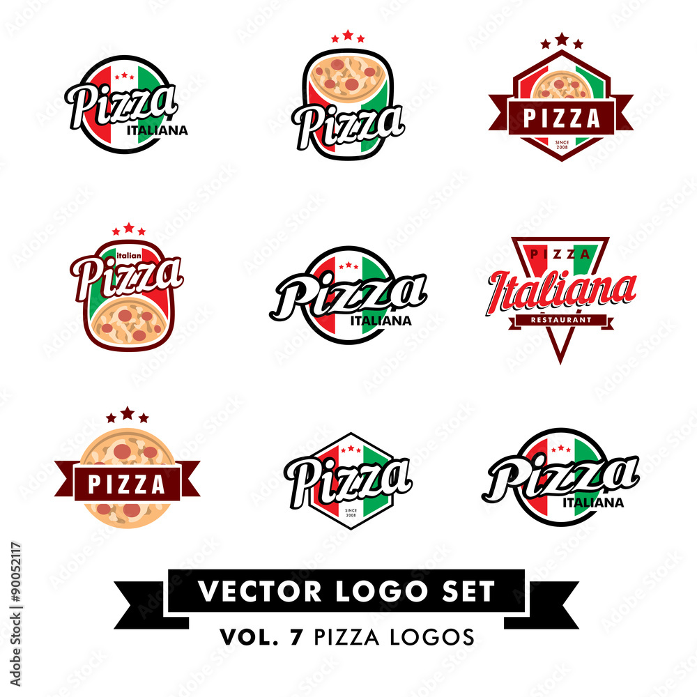 Retro Vintage Pizza Restaurant Vector Logo Set 