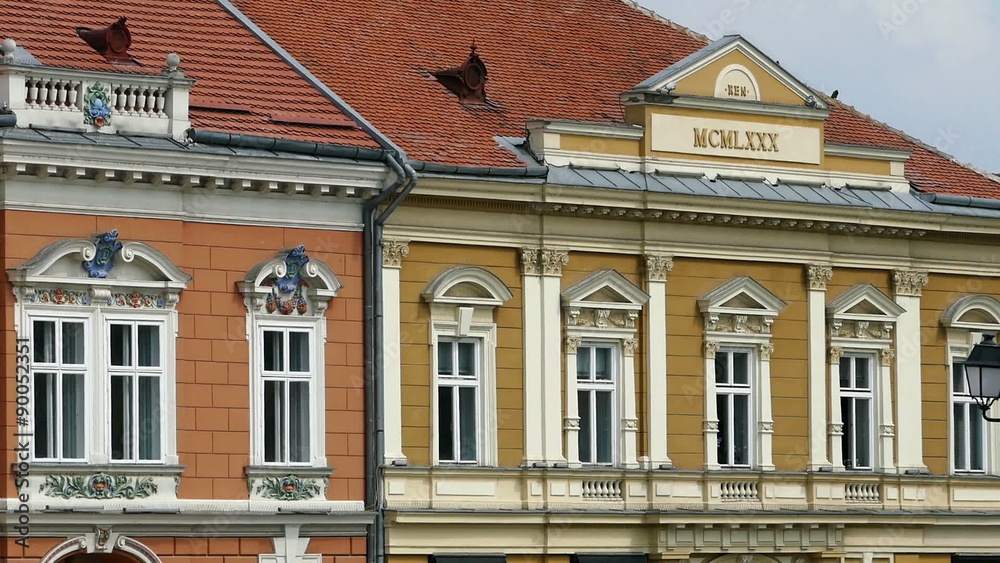 Architectural details at historical buildings in Union Square, Timisoara, Romania. Architectural details at historical buildings in Union Square, Timisoara, Romania.