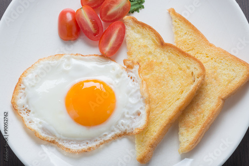 fresh fried egg and bread.