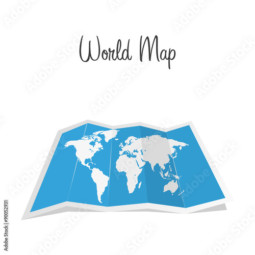 World map with shadow