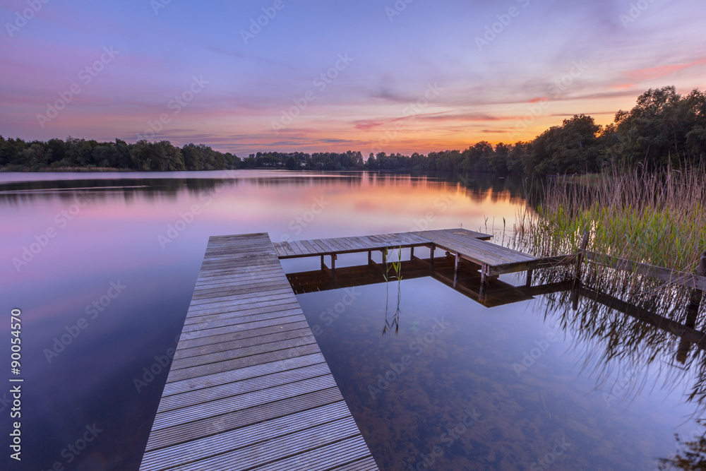 Sunset over Serene Water of a Lake