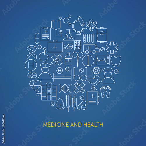 Wallpaper Mural Thin Medical Line Health Care Icons Set Circle Shaped Concept Torontodigital.ca