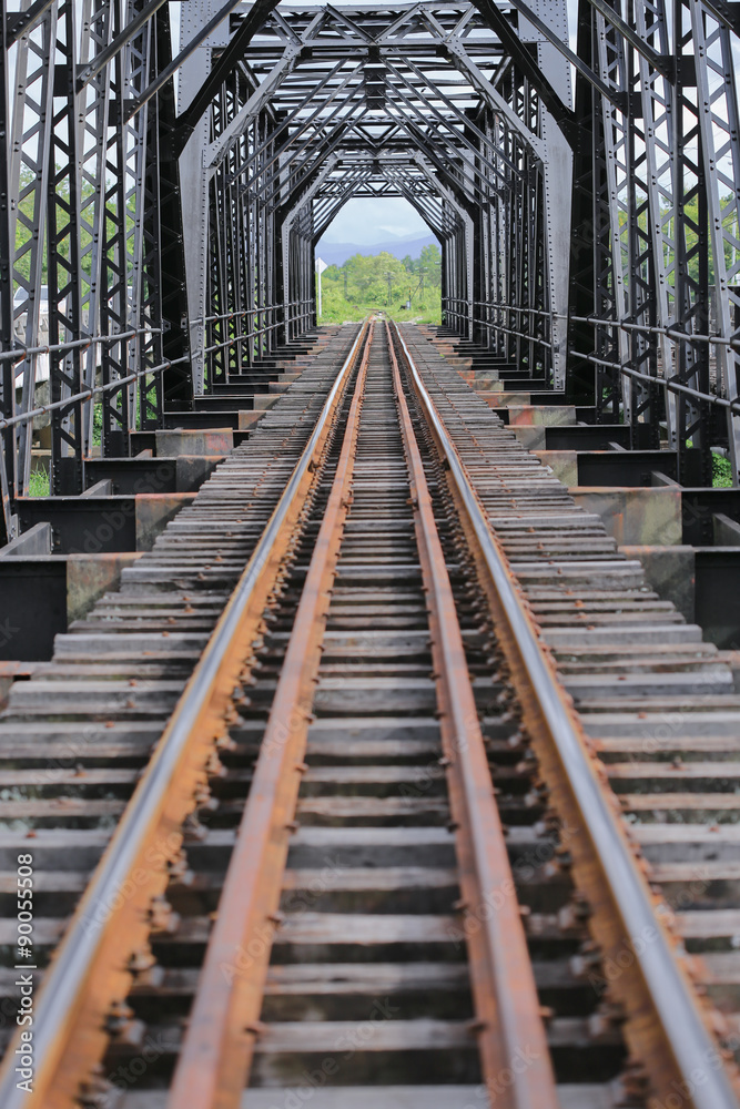 Old rail way bridge, Rail way construction in the country, Journey way for travel by train to any where. Old frame or construction. Concept go to success way. Old rail way bridge, Rail way construction in the country, Journey way for travel by train to any where. Old frame or construction. Concept go to success way.