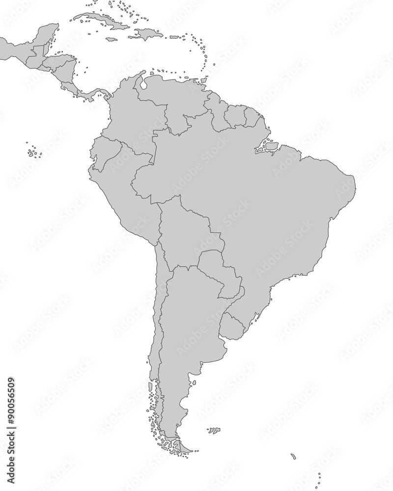 Südamerika - Karte in Grau