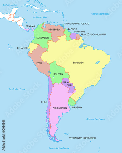 Südamerika Karte mit Ländern