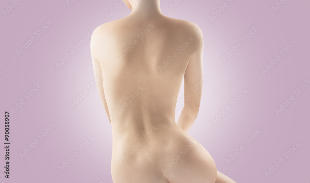 Fototapeta premium Schiena di donna sfondo viola