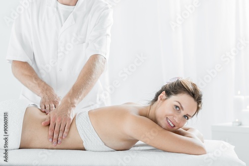 Beautiful woman during relaxing massage