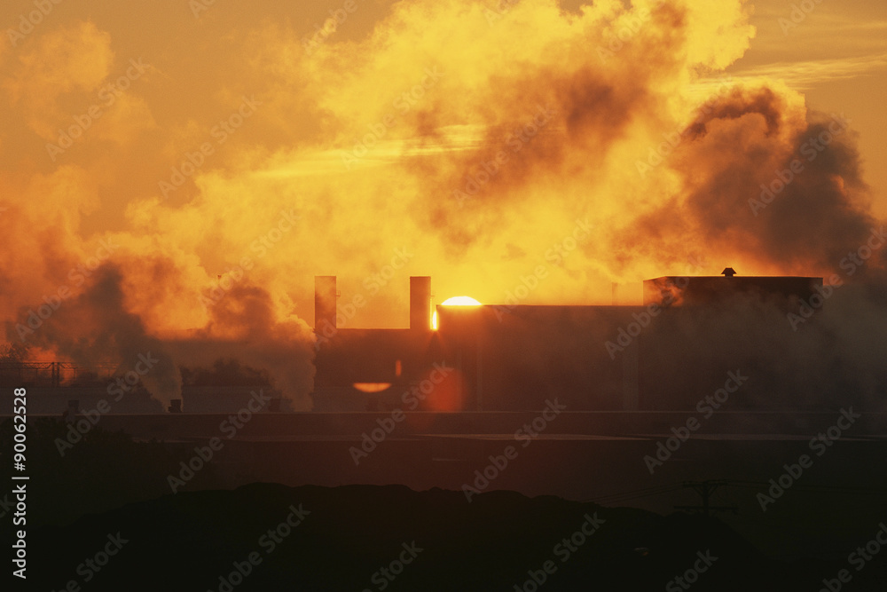 Fototapeta premium Sunrise at industrial plant