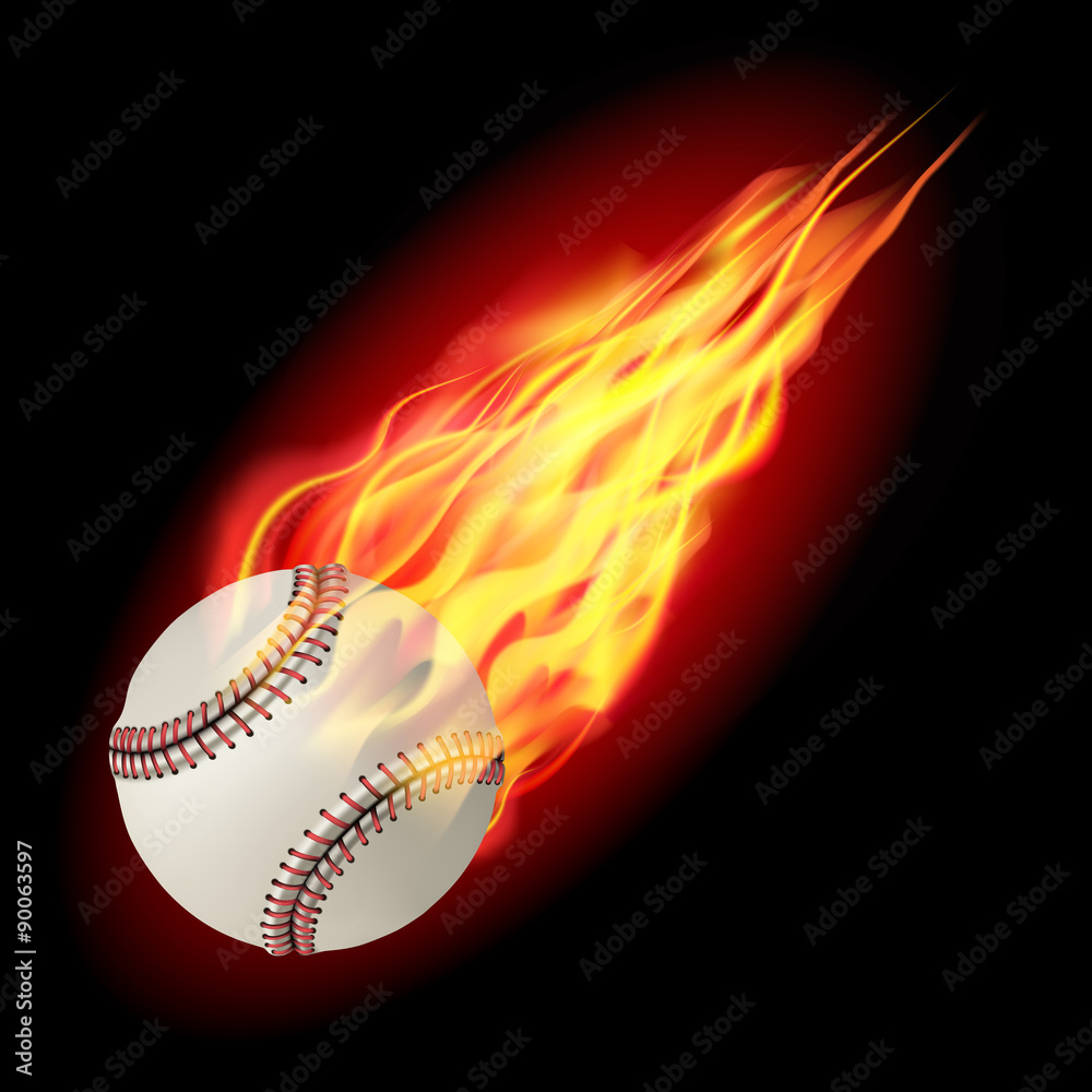 Fototapeta premium Baseball ball in fire