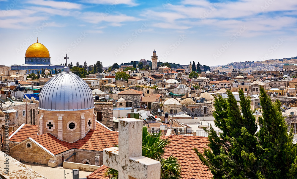 Naklejka premium Panoramiczny widok na dach Jerozolimy