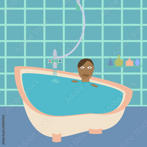 African american female in bathroom. 