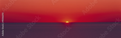 Red sunrise of Lake Michigan