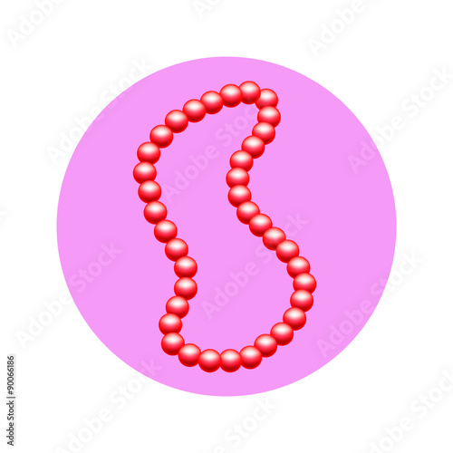 Icon bright red bead in circle. sign of bead for your design
