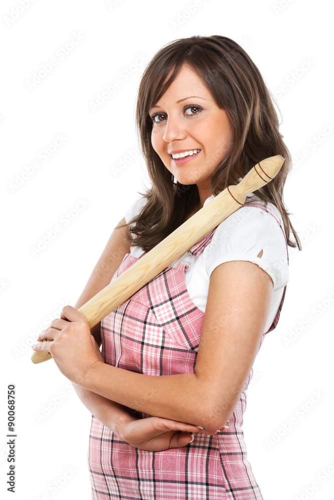 Young woman holding rolling pin