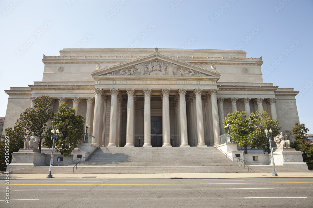 National Archives building in Washington DC viewed from the fron