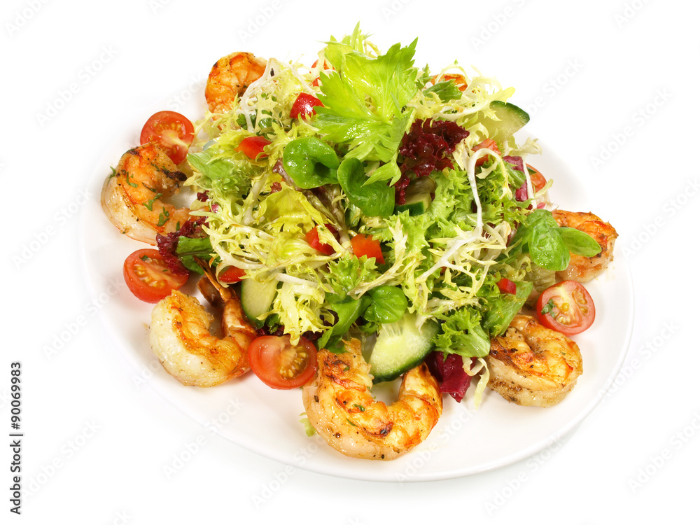 Gemischter Salat mit Scampi vom Grill