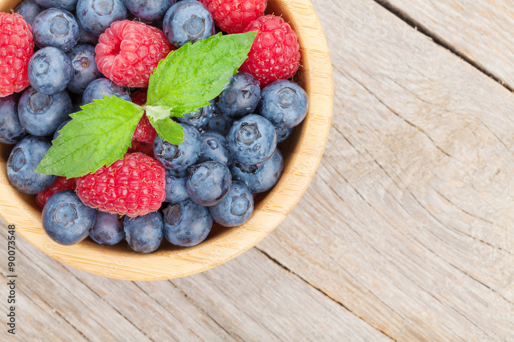 Blueberries and raspberries Blueberries and raspberries