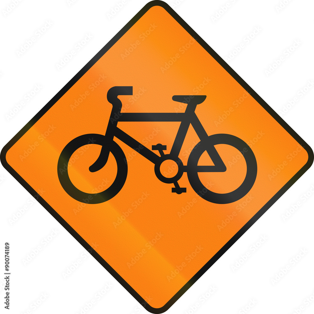 Irish temporary road warning sign - Bicycles crossing Irish temporary road warning sign - Bicycles crossing