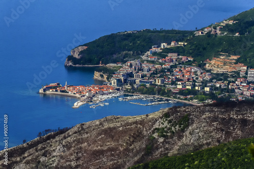 Panoramic view of medieval town Budva. Montenegro, Europe. 