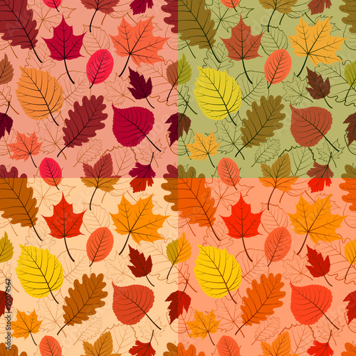 Set of four colorful autumn patterns.
