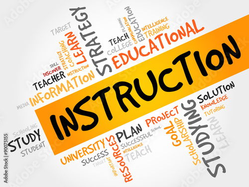 INSTRUCTION word cloud, education concept photo