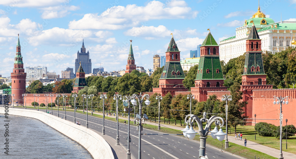 panoramic view of the Kremlin Embankment in Moscow