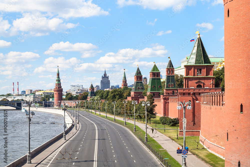 The Kremlin Embankment in summer, Moscow