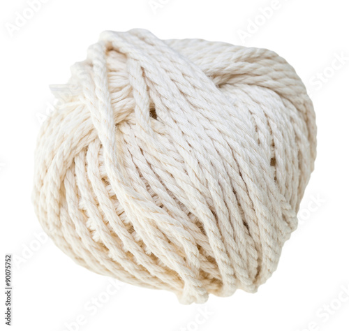 white hank of cotton rope isolated