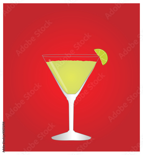 Minimalist Drinks List with Daiquiri Red Background EPS10
