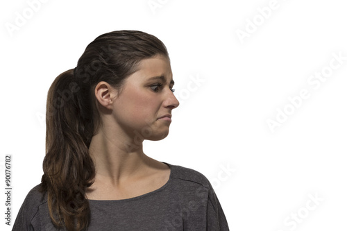 beautiful teenage girl disgusted portrait