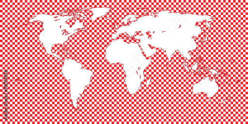World Map Checkered Red 1 Big Squares