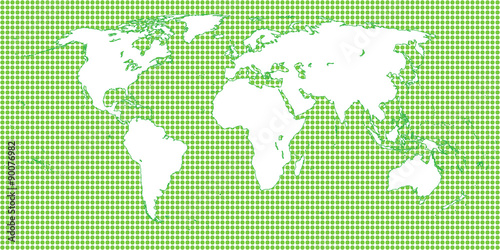 World Map Dotted Green 1 Big Dots