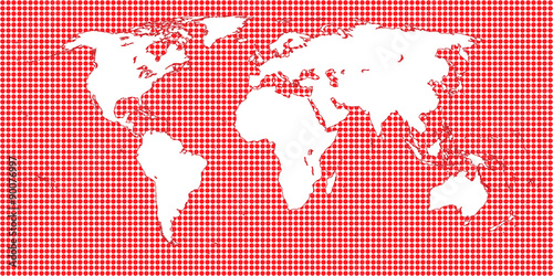 World Map Dotted Red 1 Big Dots