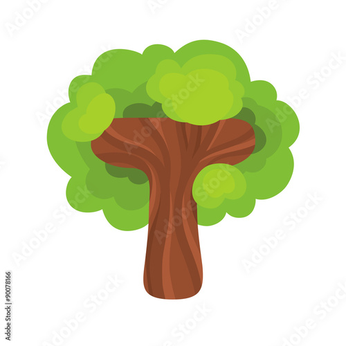 Letter T in the form of a tree.