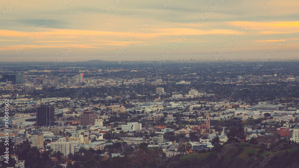 Cityscape of Los Angeles at Dusk