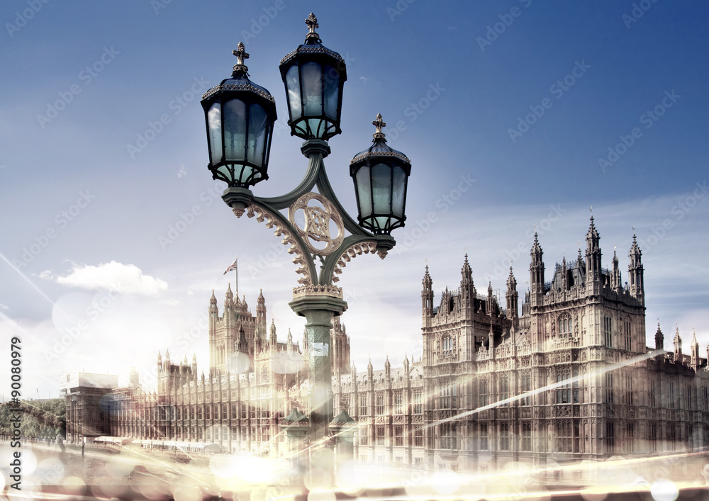 Fototapeta premium London sunset. Big Ben and houses of Parliament