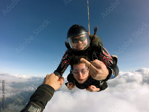 Skydiving fuck you sign