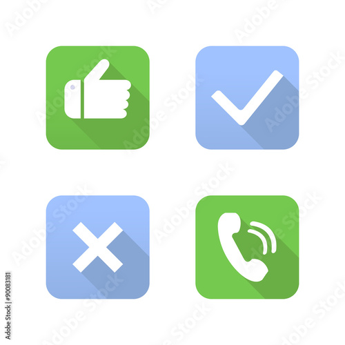 Yes, No, Thumbs up and phone icons