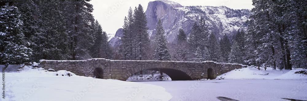 Half Dome and Merced River In Winter, Yosemite National Park, California