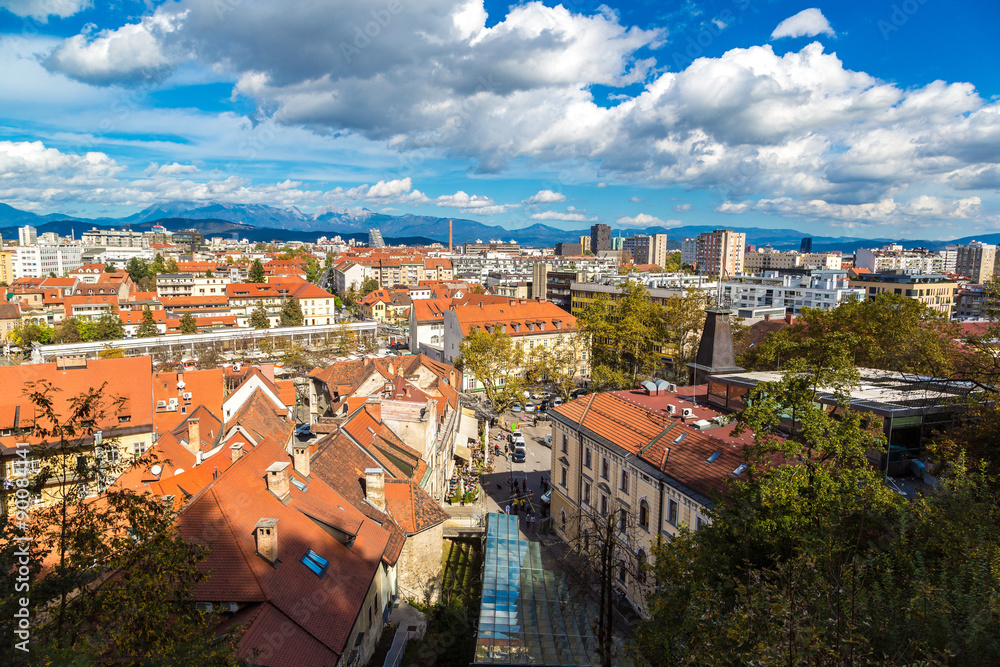 Aerial view of Ljubljana in Slovenia