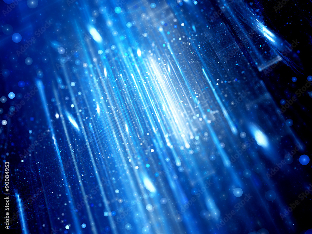 Fototapeta premium Glowing blue neon light lines in space