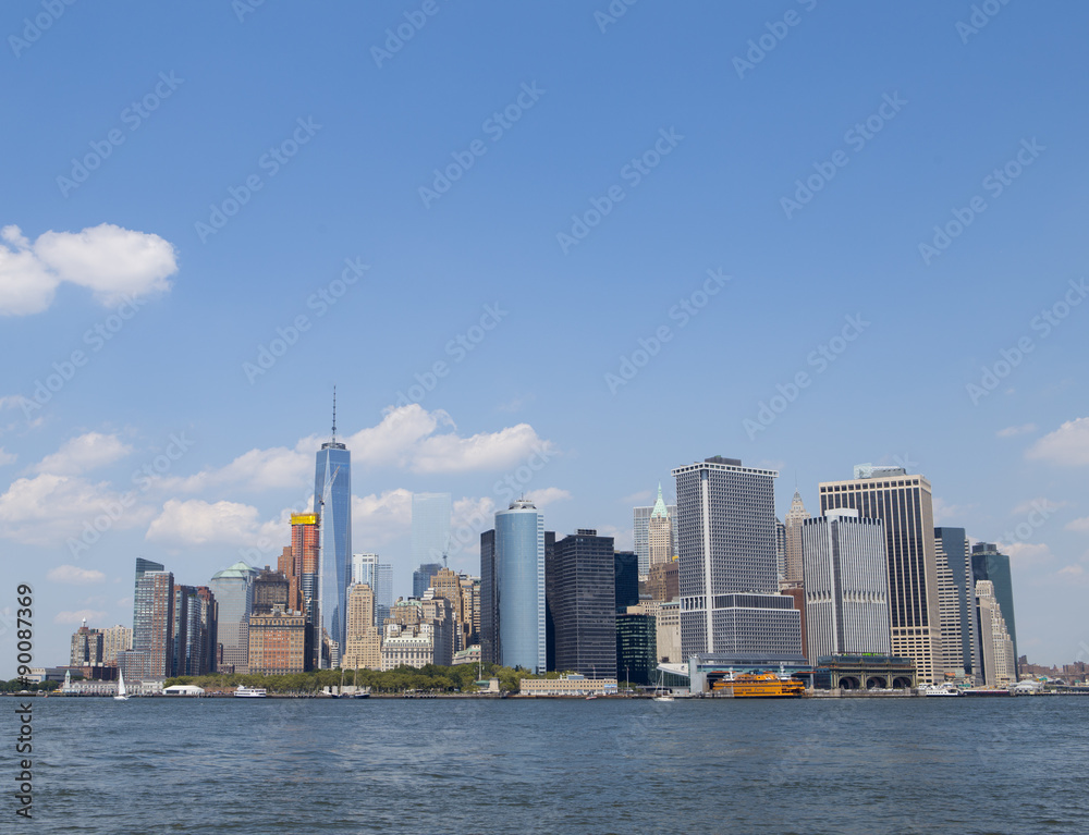 Lower Manhattan NYC Skyline from water