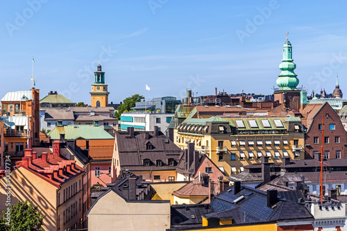 Aerial view on Stockholm roofs.