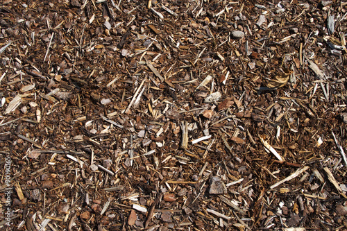 Brownish bark mulch texture as used to cover or dung beds, texture, material