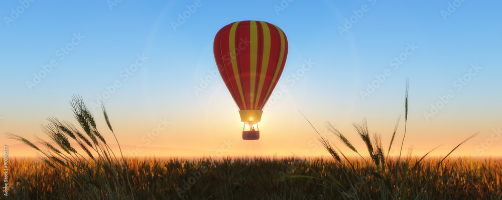 Naklejka balloon and sunset
