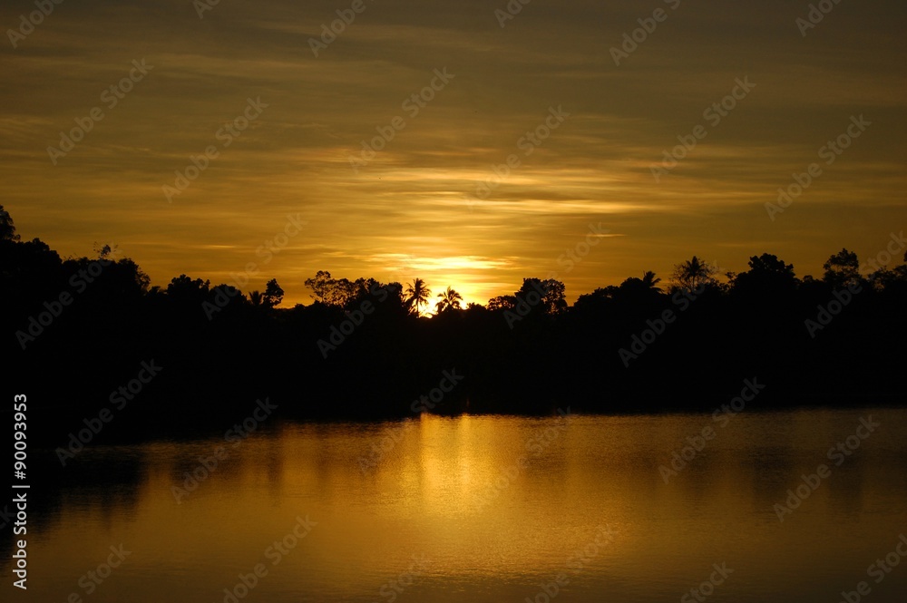 Lake at night or twilight photo image
