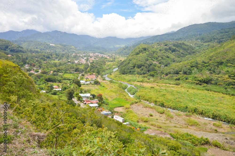Scenery of the highlands of Boquete and Caldera River, Chiriqui region of Panama