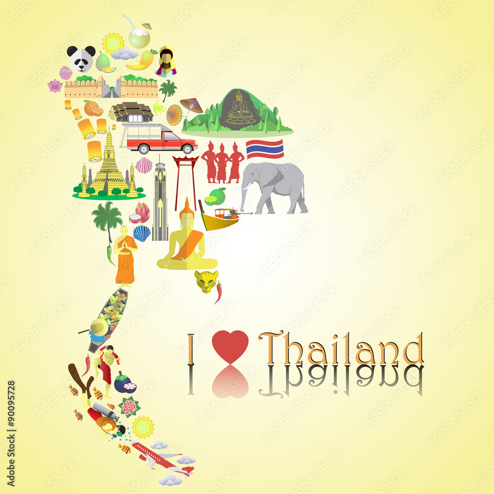 Obraz premium Thailand map. Thai color vector icons and symbols