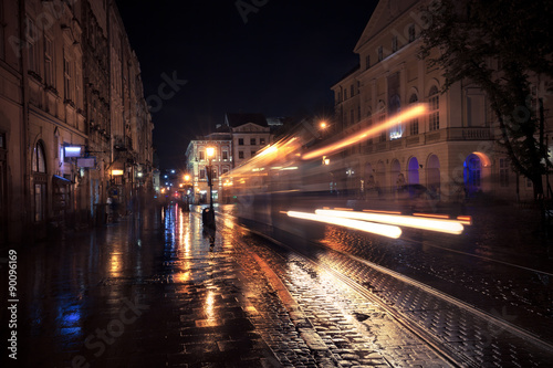 Traffic lights at the old European city © Nickolay Khoroshkov